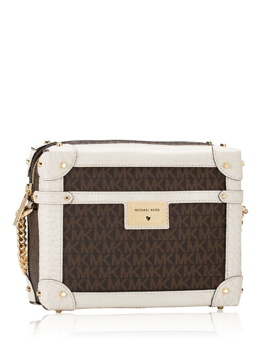 MICHAEL KORS Signature Theodora Small Trunk Crossbody Light Cream - Picture 2 of 9